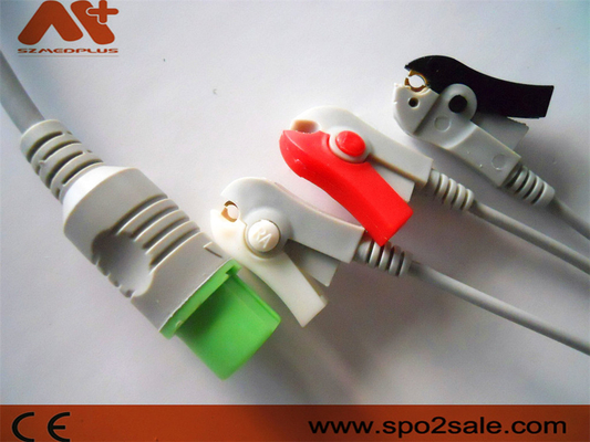 Dynascope DS-5100, DS-5100E, DS-5300W,DS-5400,DS-7001 için Fukuda Denshi Uyumlu 3 Uç Klipsi Doğrudan Bağlantılı EKG Kablosu