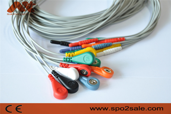 Holer Kaydedici için Tıbbi 10 Kurşun Ekg Kablo Din 1.5 Holter EKG Leadwire