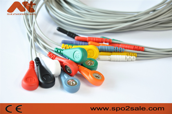 Holer Kaydedici için Tıbbi 10 Kurşun Ekg Kablo Din 1.5 Holter EKG Leadwire