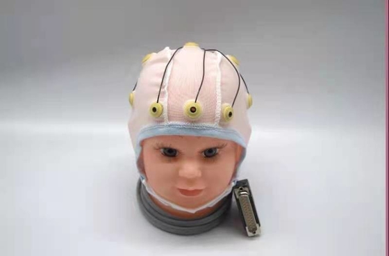 Tıbbi Neurofeedback EEG Kablosu Entegre 10 Leads Kulak Klipsi Kalay Elektrot için EEG Şapkası