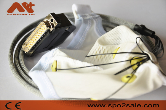 Tıbbi Neurofeedback EEG Kablosu Entegre 10 Leads Kulak Klipsi Kalay Elektrot için EEG Şapkası
