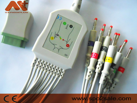 Cath-Lab, Dash, Eagle, Mac Lab, PDM Modülü, SOLAR için GE Marquette Uyumlu 10 uçlu EKG Kablosu
