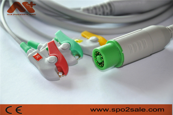 Dynascope DS-5100, DS-5100E, DS-5300W,DS-5400,DS-7001 için Fukuda Denshi Uyumlu 3 Uç Klipsi Doğrudan Bağlantılı EKG Kablosu