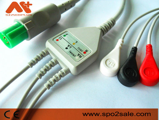 Hellige Uyumlu 3 Uçlu Snap Doğrudan Bağlantılı EKG Kablosu - 303-442-99