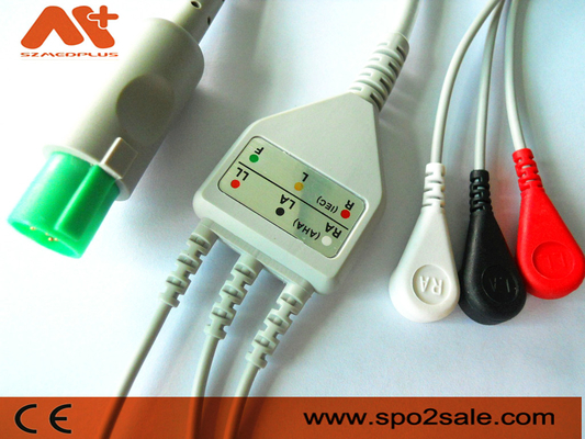 Hellige Uyumlu 3 Uçlu Snap Doğrudan Bağlantılı EKG Kablosu - 303-442-99