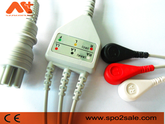 Omron > Colin BP-88S, BP-S510, M9500, Press Mate Advantage Uyumlu 3 Uçlu Doğrudan Bağlantılı EKG Kablosu