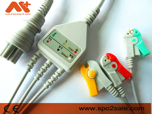 Omron > Colin BP-88S, BP-S510, M9500, Press Mate Advantage Uyumlu 3 Uç Klip Doğrudan Bağlantılı EKG Kablosu