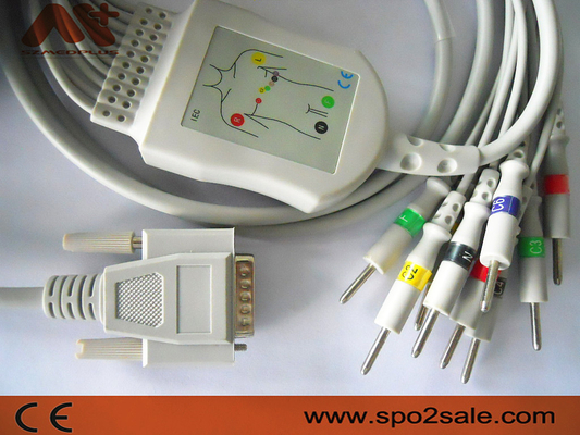 Kardiyolin EKG 100 Elektrokardiyograf için 2.2+1.2M 10 Kurşunlu EKG Kablosu